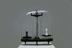 A greyscale picture of balance scales